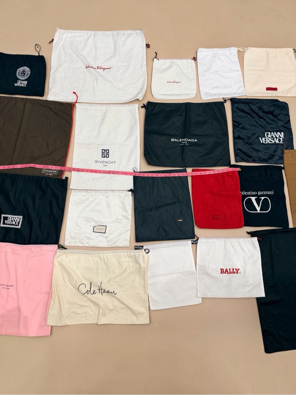 Designer Dust Bag Lot of 22 - Mixed Designers & Sizes | LV, Gucci, Fendi, Coach